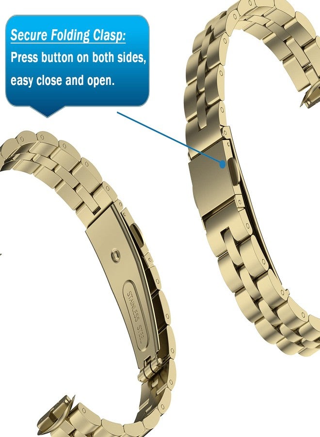 NINKI Gold Band Compatible for Fitbit Luxe Band,Luxury Stainless Steel Slim Strap for Fitbit Luxe Replacement Bands for Fitbit Luxe & Luxe Special Edition Women Men Gold - Image 5